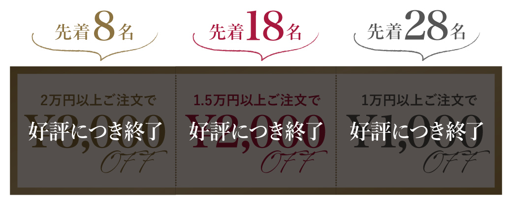 早い者勝ち先着クーポン終了