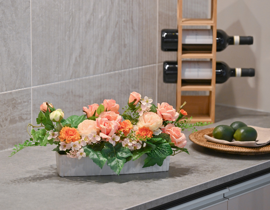 横長アレンジ ピーチ色