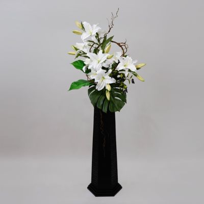 【10%OFF】《ワンランク上のご贈答に》カサブランカリリー アレンジメント [P-10] BA アーティフィシャルフラワー 造花 開店祝い 大型商品