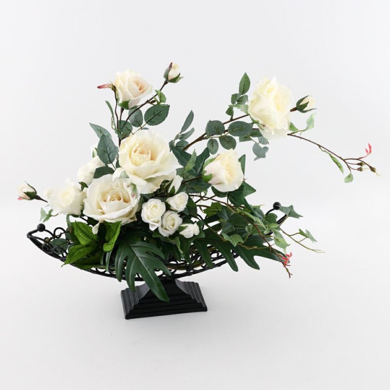 《オンライン限定》 ホワイトローズ アレンジメント [WEB403] 造花 アーティフィシャルフラワー