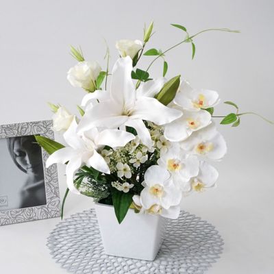 《オンライン限定》お供え カサブランカリリーアレンジ[WEB348B] アーティフィシャルフラワー 造花