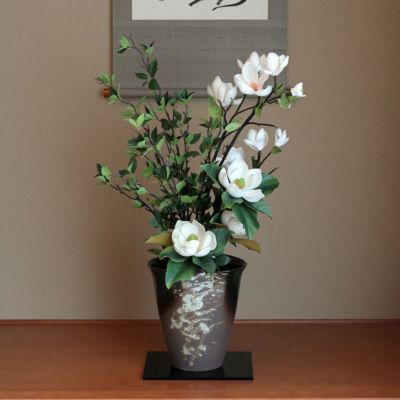 《信楽焼コレクション》マグノリア アレンジメント [07] BA アーティフィシャルフラワー 造花 開店祝い