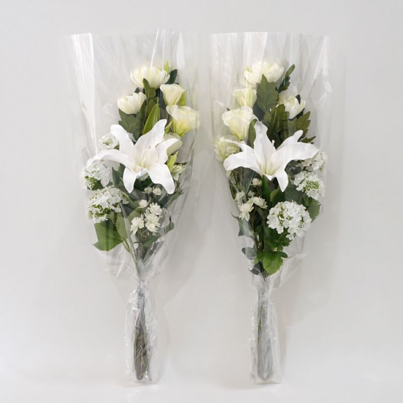 お供え花仏花造花百合、クレマチス、ダリアお花のみ1対（2束）