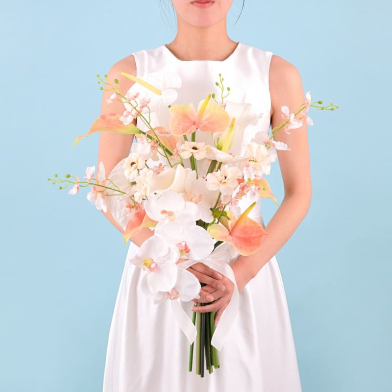 アーティフィシャルフラワーブーケ 結婚式 ウエディングブーケ 前撮り 胡蝶蘭 胡蝶蘭 ウェディング ブーケ 前撮り 結婚式 造花 アーティ