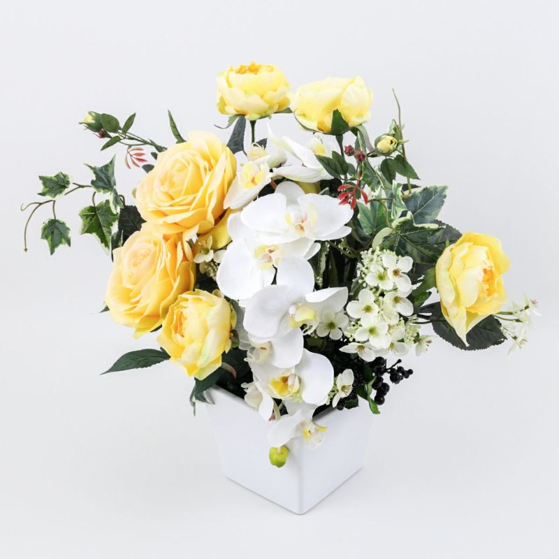 《オンライン限定》 イエローローズ 胡蝶蘭 アレンジメント [WEB381A]