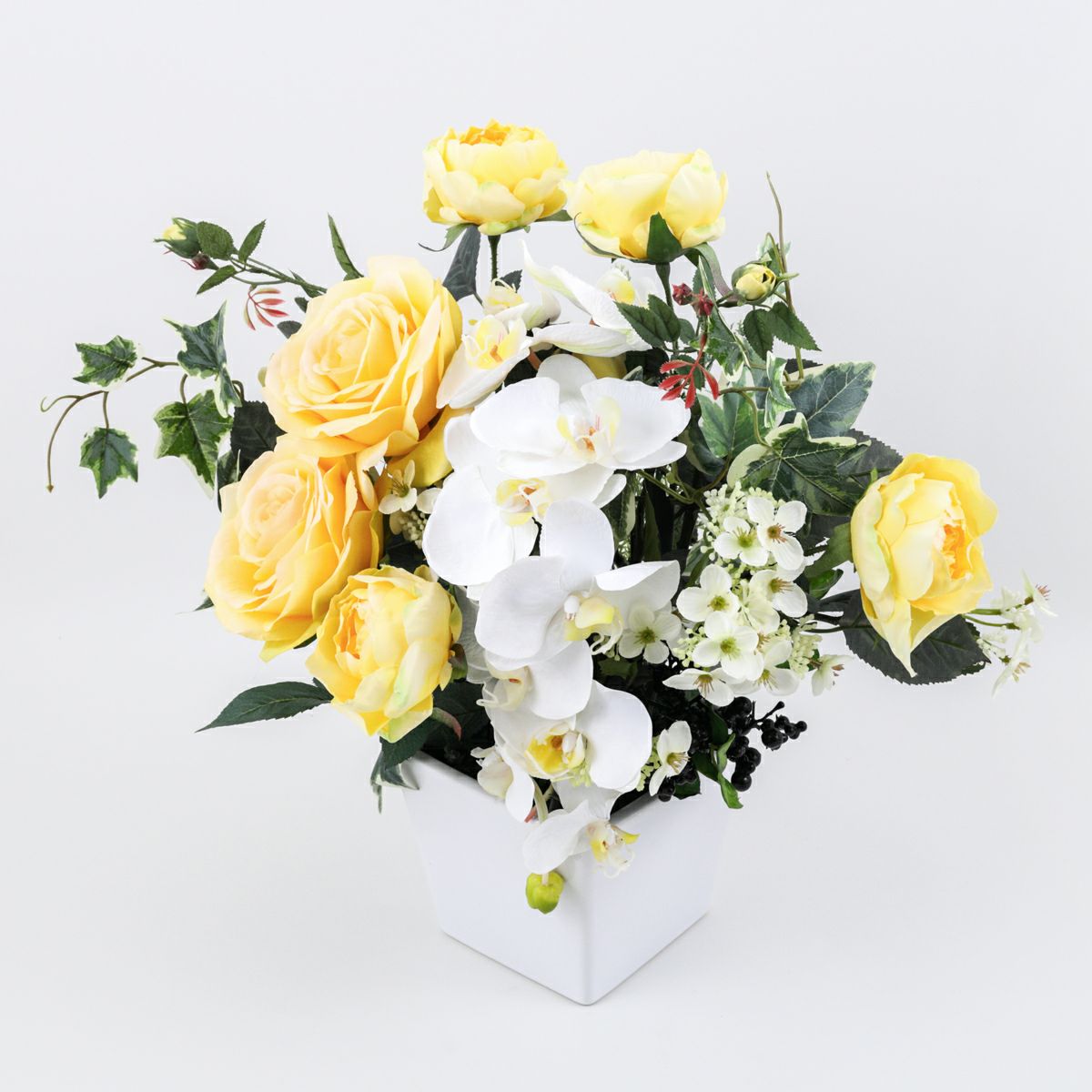 《オンライン限定》 イエローローズ 胡蝶蘭 アレンジメント [WEB381A]