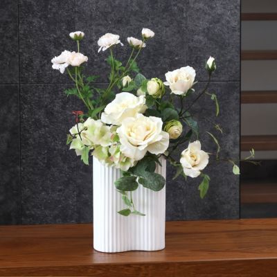 ホワイトバラの造花アレンジメント 大きめ 楽天市場】【華シリーズ】高級アーティフィシャルフラワー