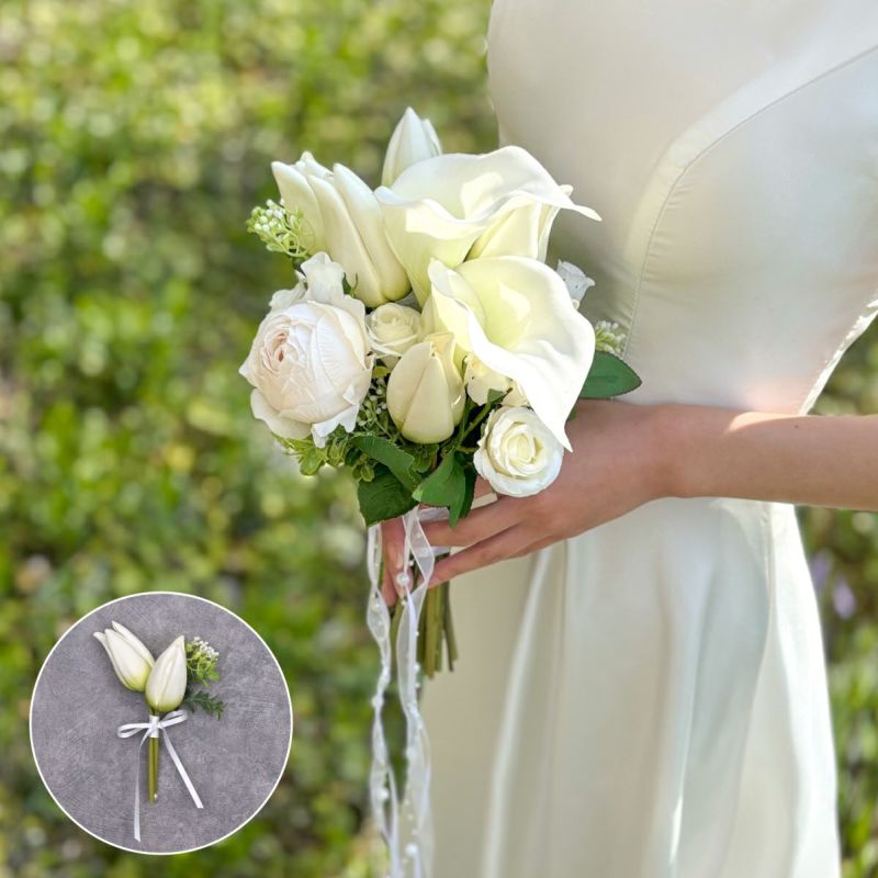 ウエディングブーケ＆ブートニアSET[WEB515]