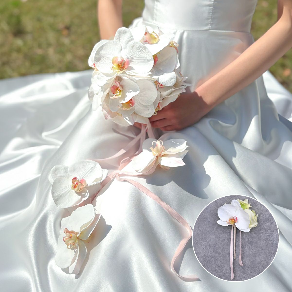 オンライン限定》ウエディングブーケ＆ブートニアSET[WEB515