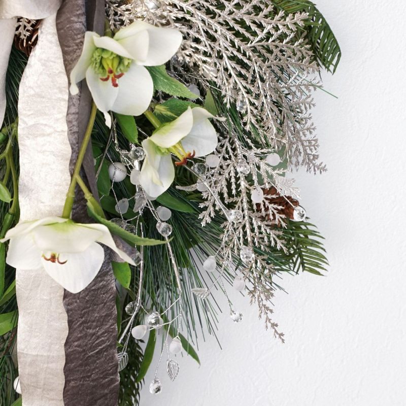 【クリスマスコレクション2025】 クリスマスローズ クレッセントリース [XM-118A]