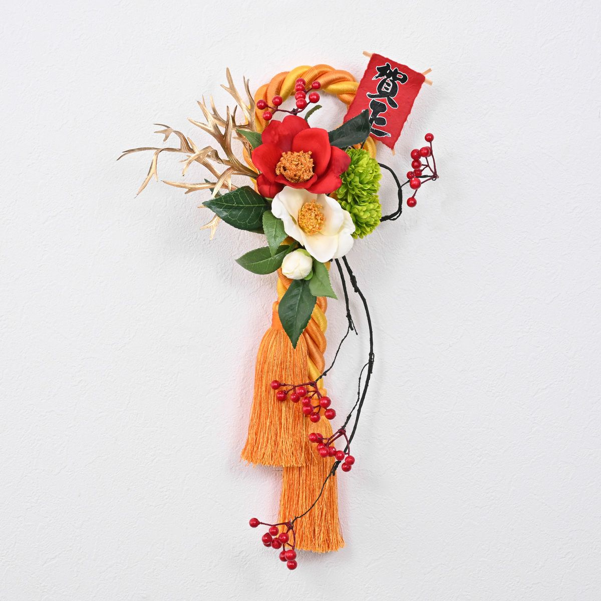 椿 紅白 しめ飾り [NY-274]