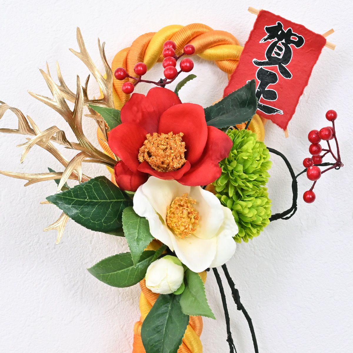 椿 紅白 しめ飾り [NY-274]