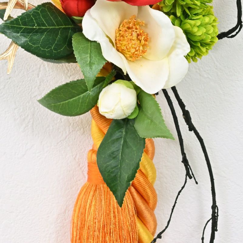 椿 紅白 しめ飾り [NY-274]