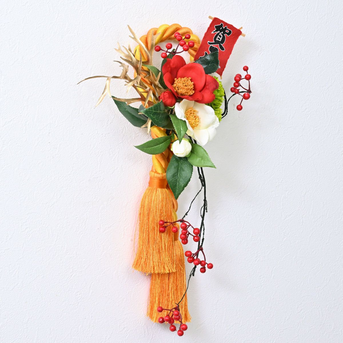 椿 紅白 しめ飾り [NY-274]